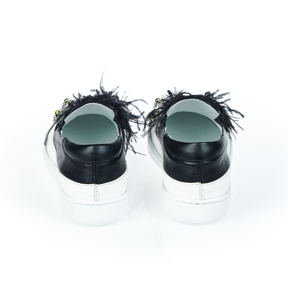 Black And White Bovine Leather Shoe