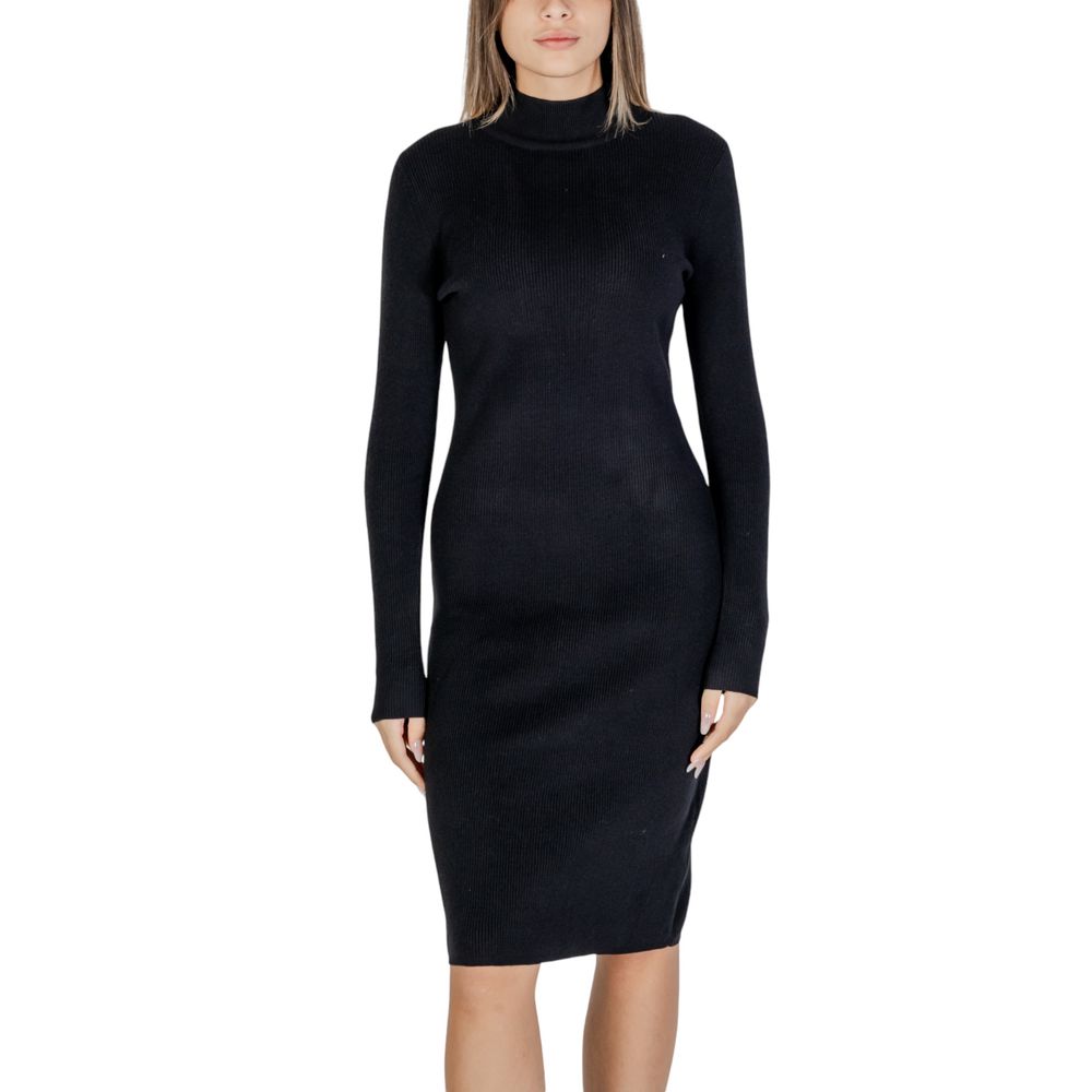 Black Viscose Midi Dress