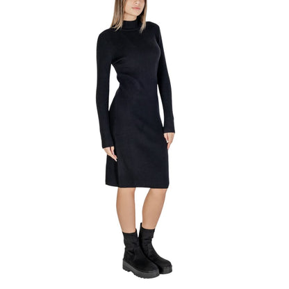 Black Viscose Midi Dress