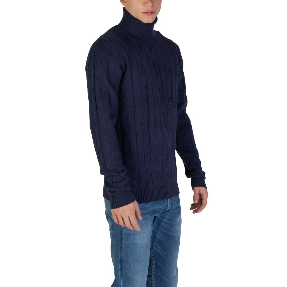 Blue Polyester Turtleneck