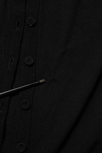 Black Virgin Wool Buttoned Cardigan Sweater