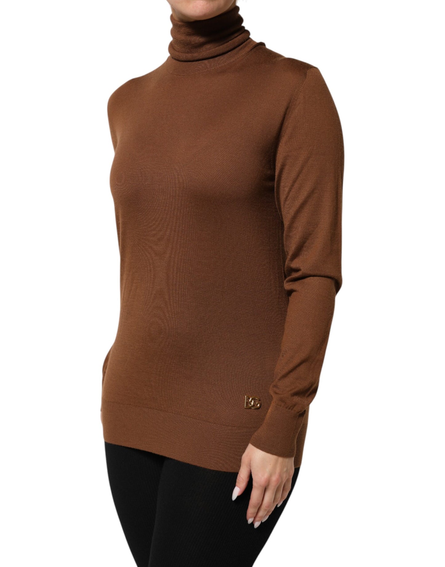 Brown Cashmere Turtle Neck Pullover Sweater