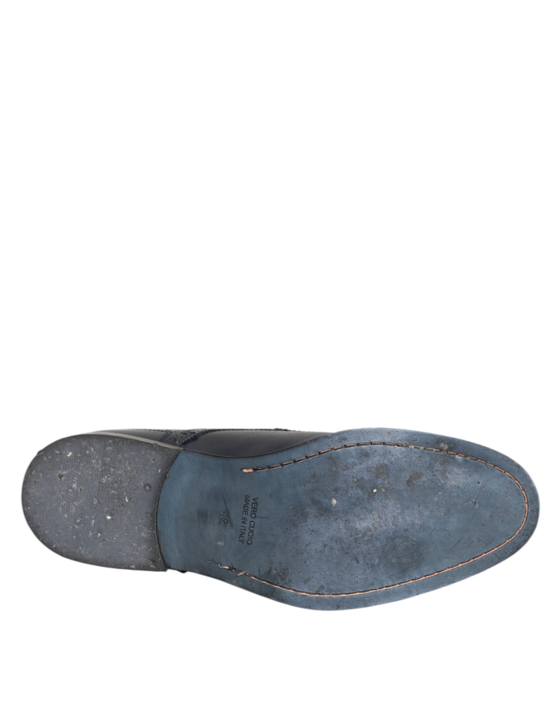 Blue Leather Wingtip Lace-up Formal Derby Shoes