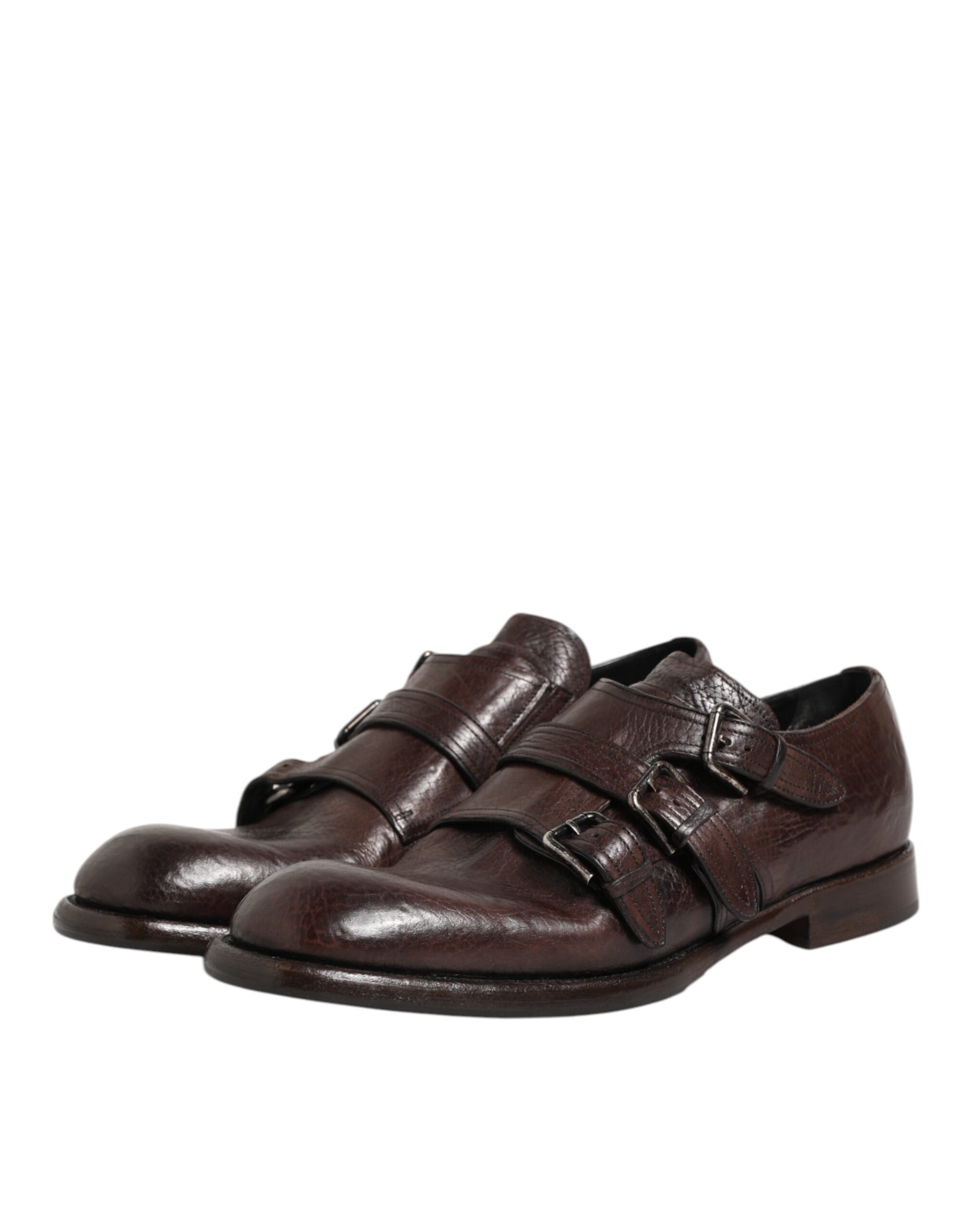 Brown Leather Monk Strap Formal Derby Shoes