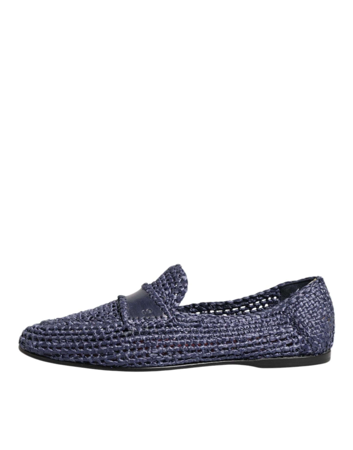 Blue Woven Leather Slip On Loafers Men Shoes