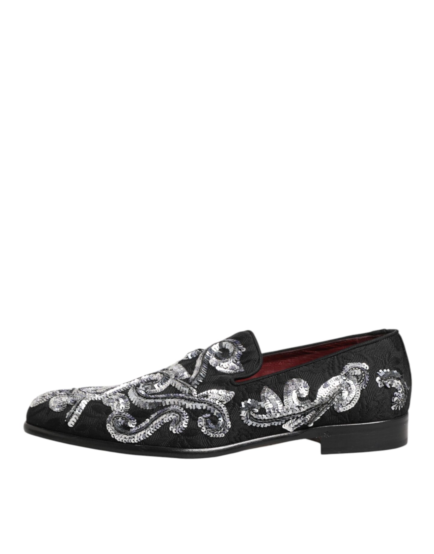 Black Silver Sequined Loafers Men Dress Shoes