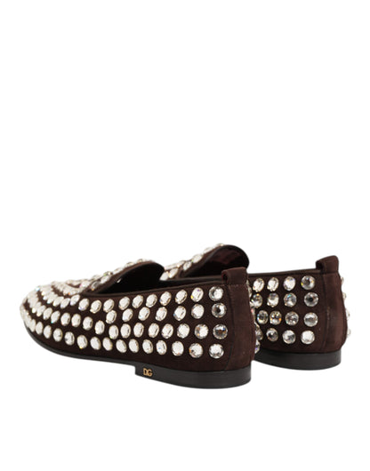 Bordeaux Suede Crystals Loafers Dress Shoes