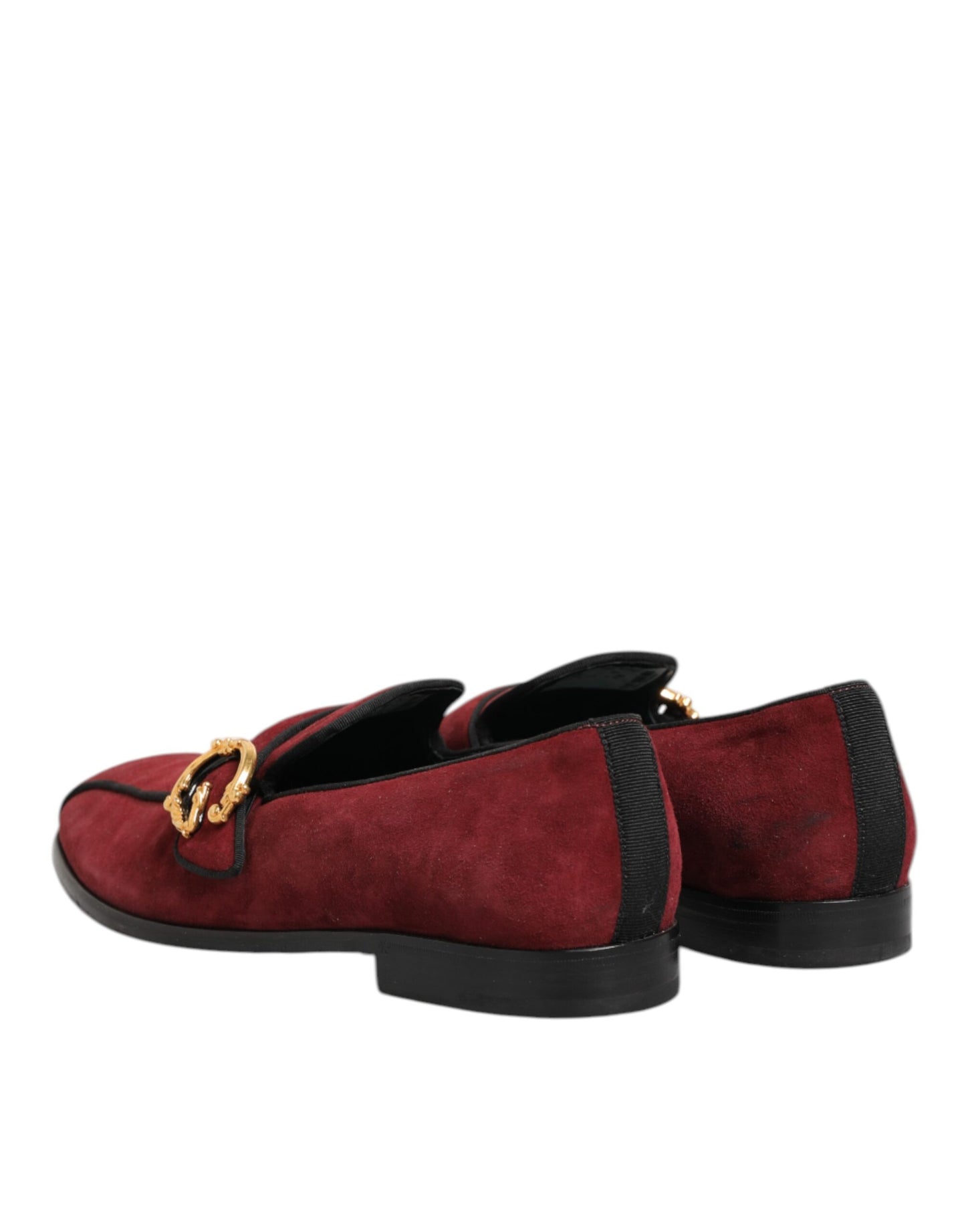 Bordeaux Suede Logo Loafers Formal Dress Shoes