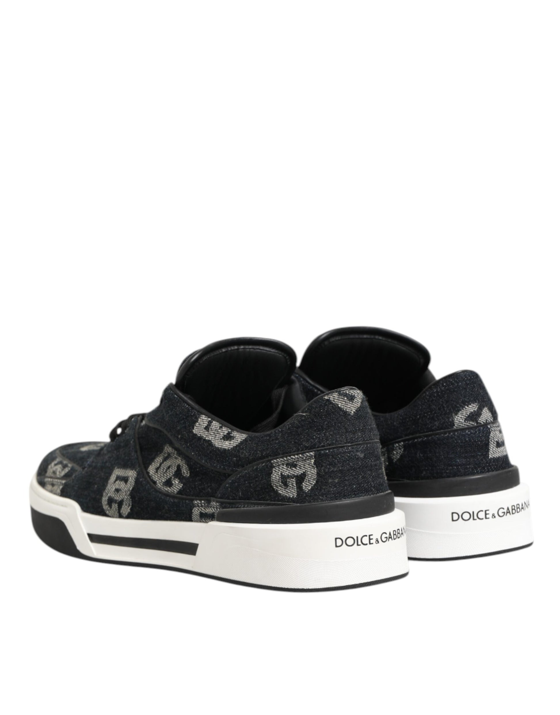 Blue Cotton Denim Logo Low Top Sneakers Shoes