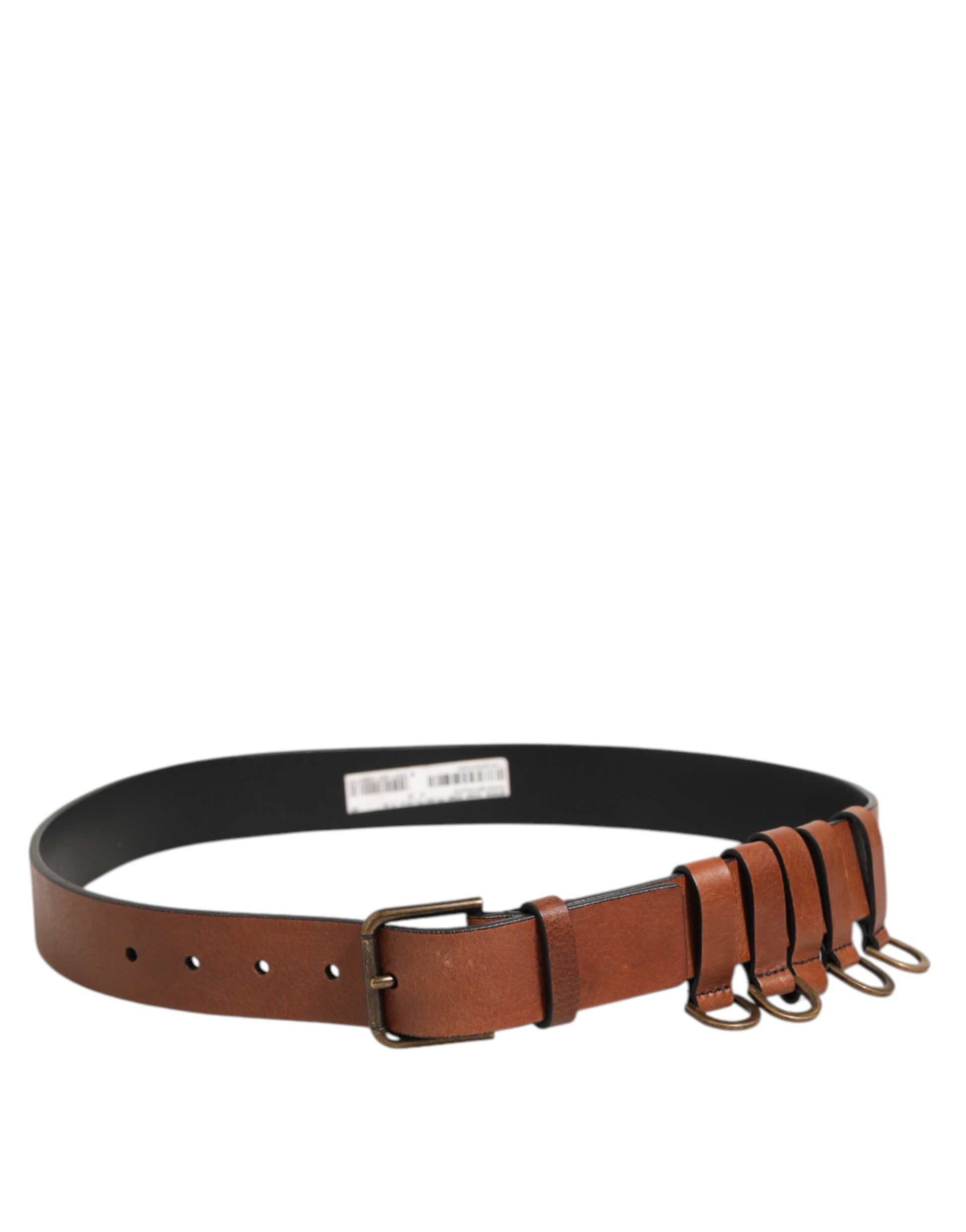Brown Classic Gold Metal Logo Buckle Men Belt