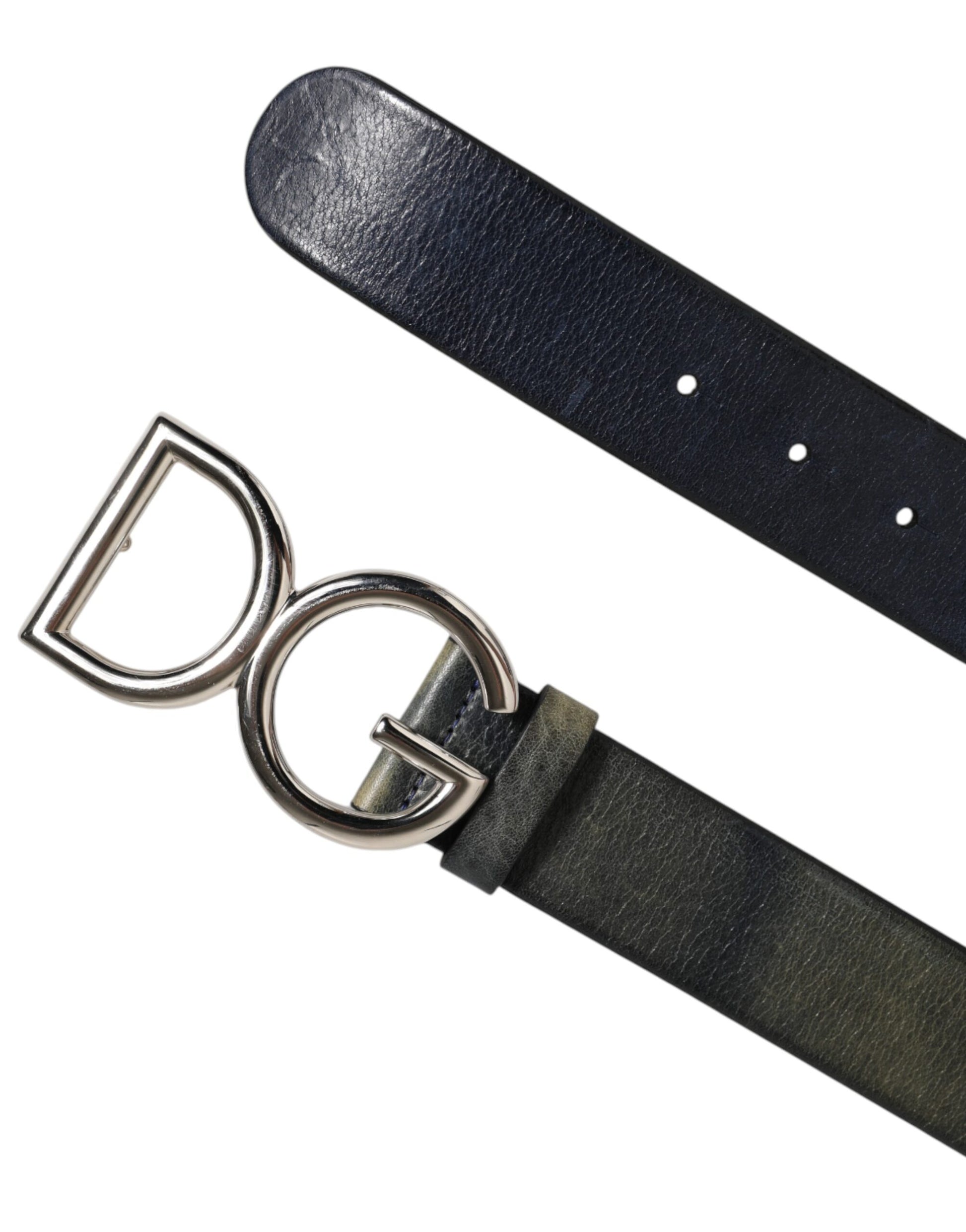 Black Classic Silver Metal DG Logo Buckle Belt