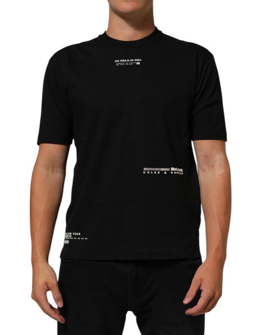 Black Statement Cotton Men Crew Neck T-shirt
