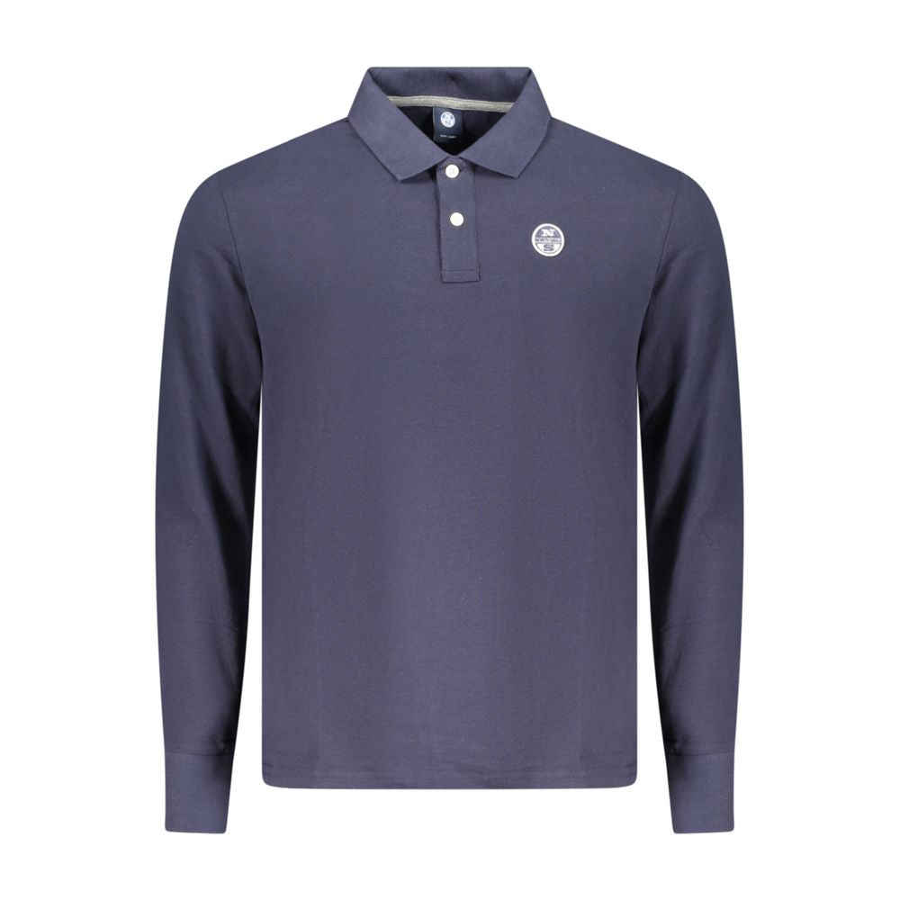 Blue Cotton Men Polo Shirt