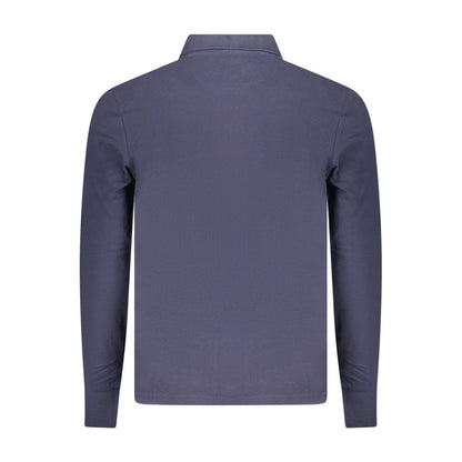 Blue Cotton Men Polo Shirt