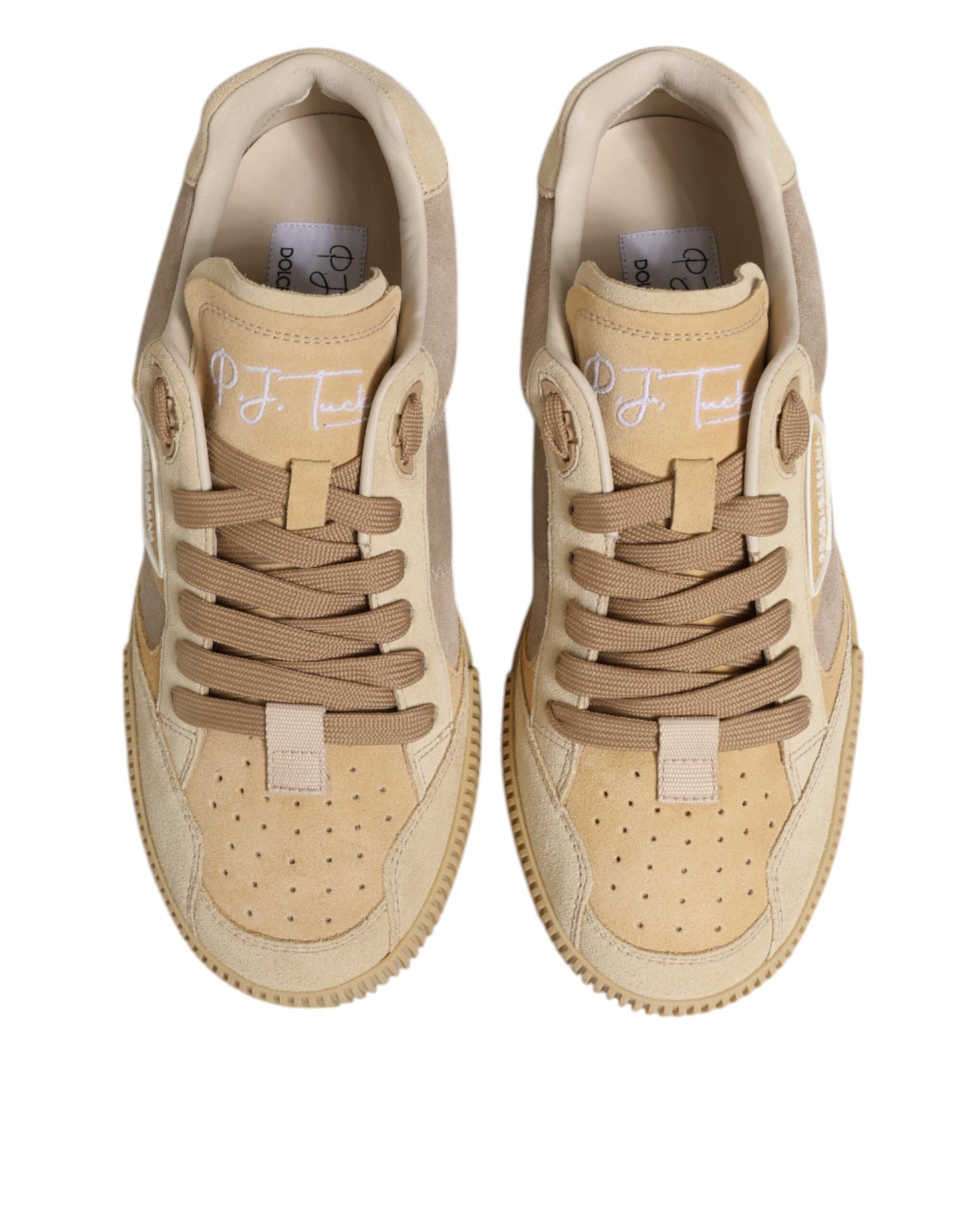Beige Leather Miami Low Top Sneakers Men Shoes