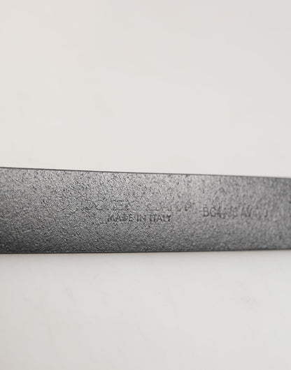 Brown Leather Classic Metal Logo Buckle Belt