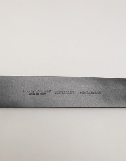 Black Calf Leather Studded Silver Buckle Belt