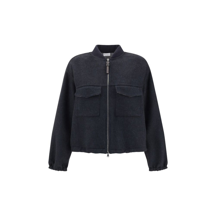 Blue Fleece Wool Bomber