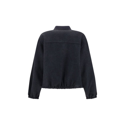 Blue Fleece Wool Bomber