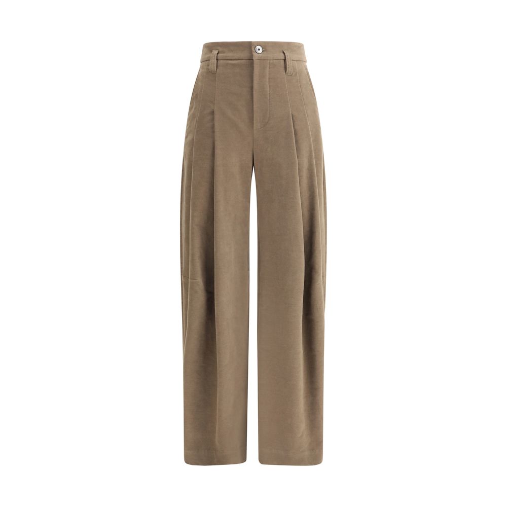 Brown Cotton Casual Pants