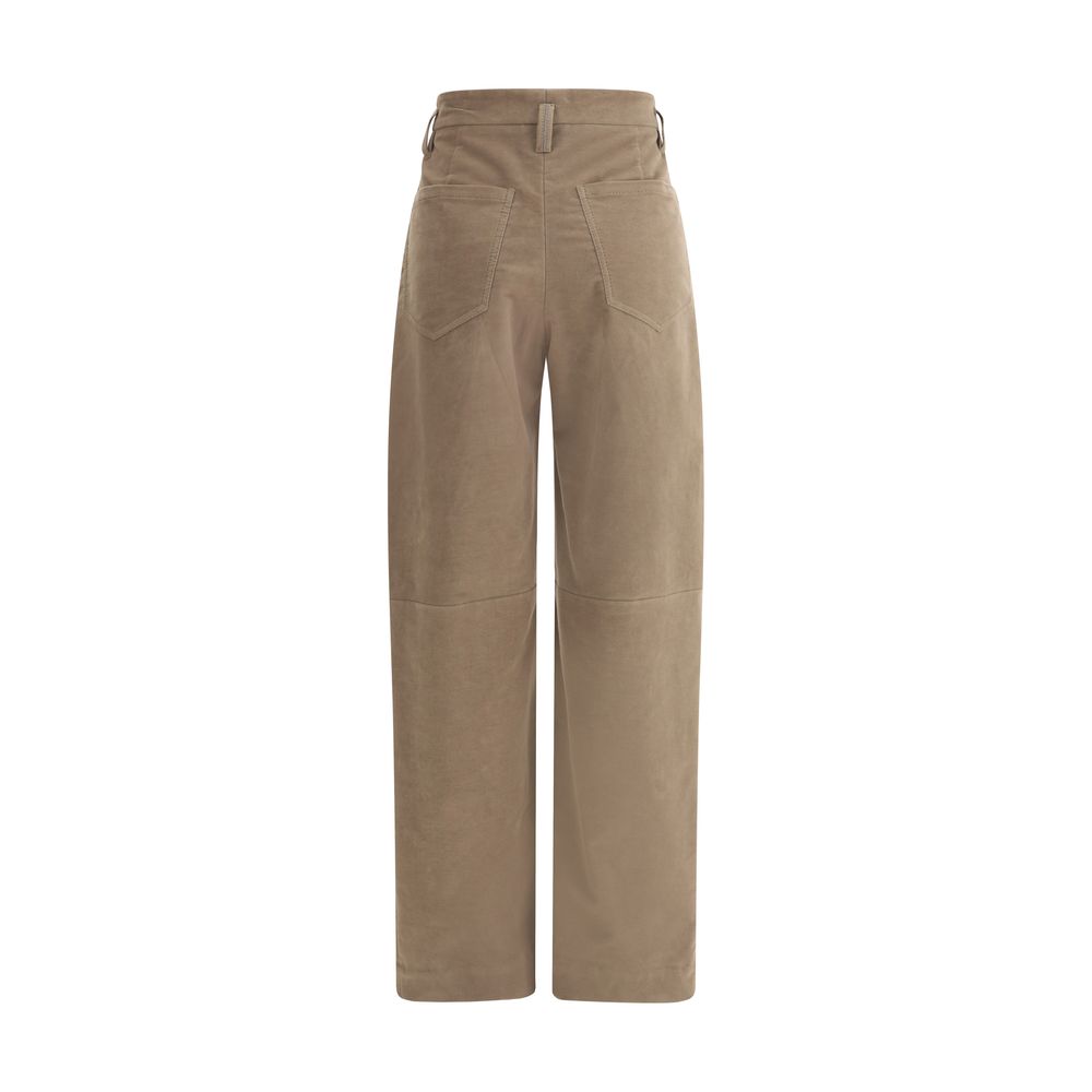 Brown Cotton Casual Pants