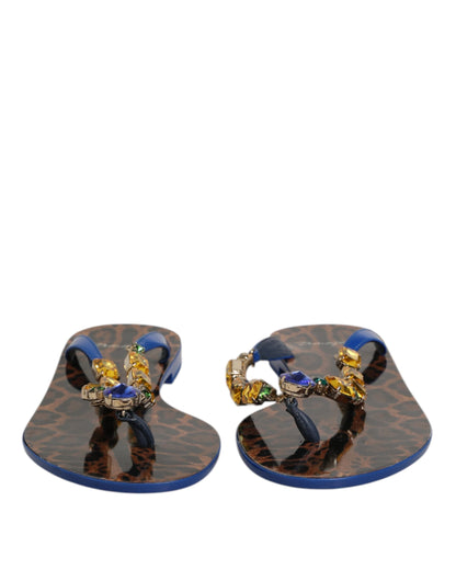 Blue Crystals Flats Sandals Beachwear Shoes