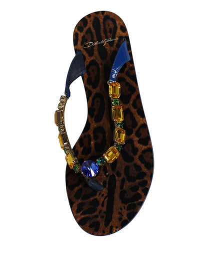 Blue Crystals Flats Sandals Beachwear Shoes