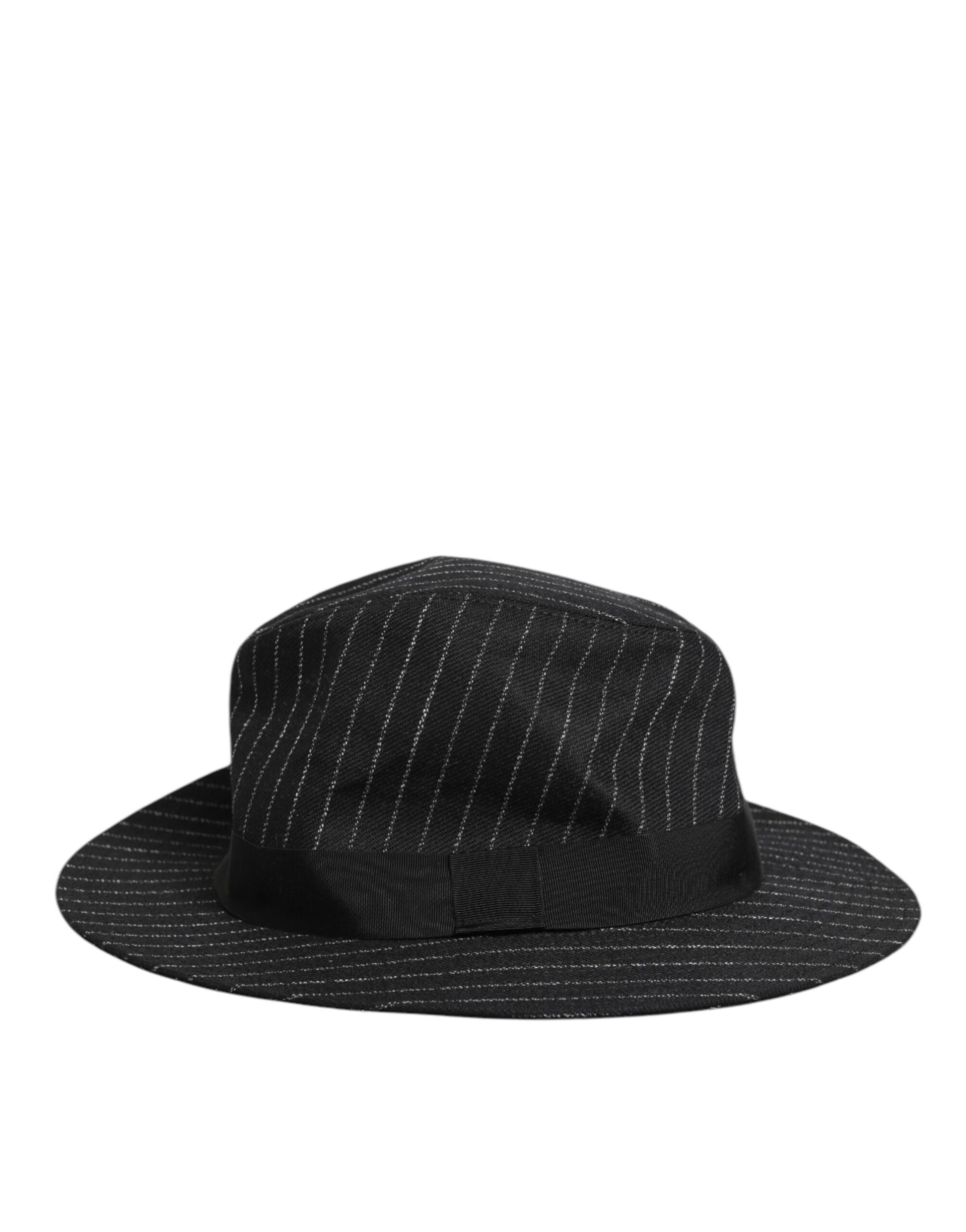 Black Striped Virgin Wool Men Fedora Capello Hat