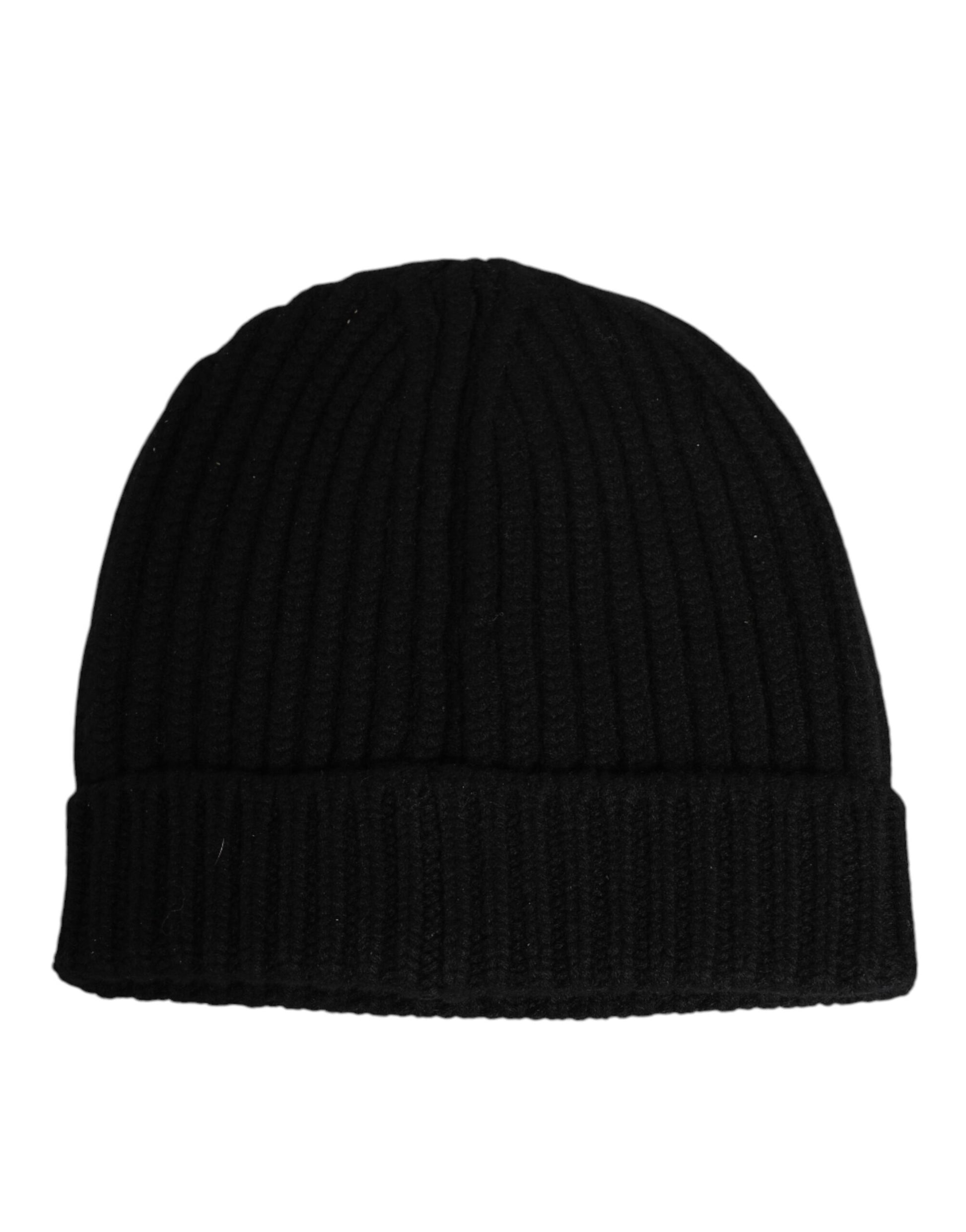 Black Cashmere Knitted Beanie Capello Men One Size Hat