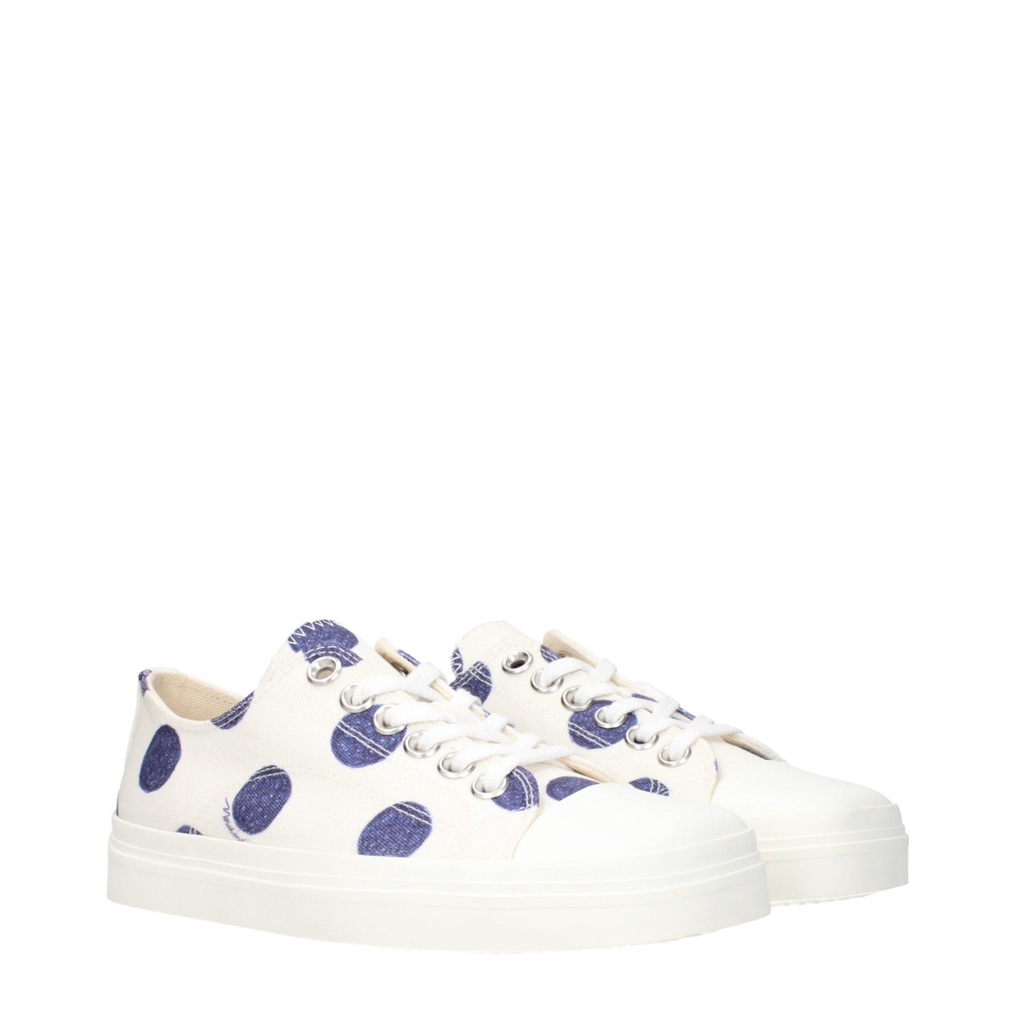 White Fabric Low Tops