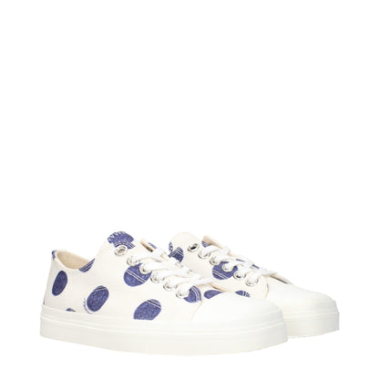 White Fabric Low Tops