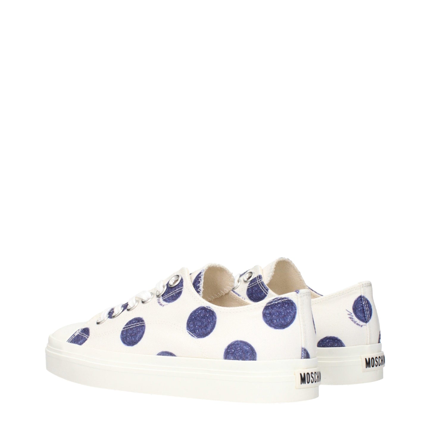 White Fabric Low Tops