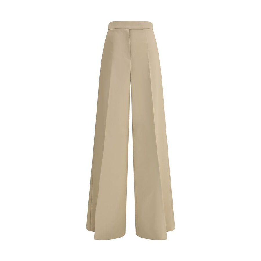 Beige Cotton Casual Pants