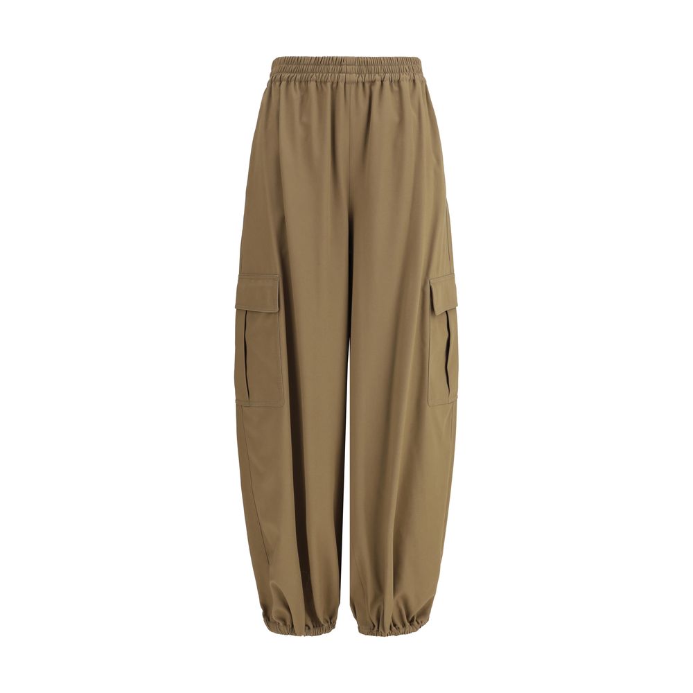 Beige Cotton Cargo Pants