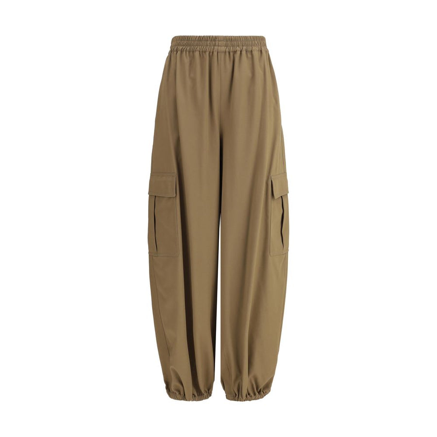 Beige Cotton Cargo Pants