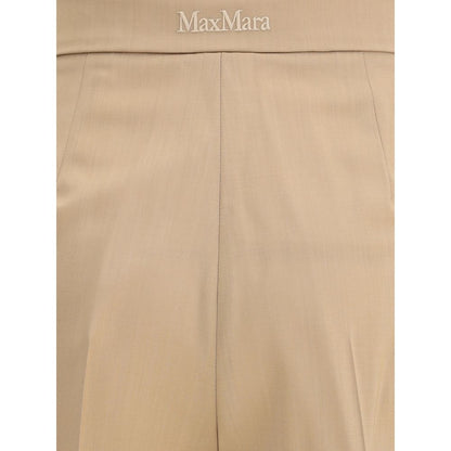 Beige Fleece Wool Casual Pants