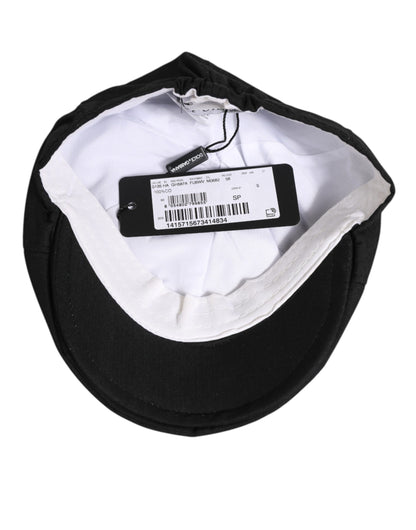 Black Cotton DG Logo Newsboy Cloth Capello Hat