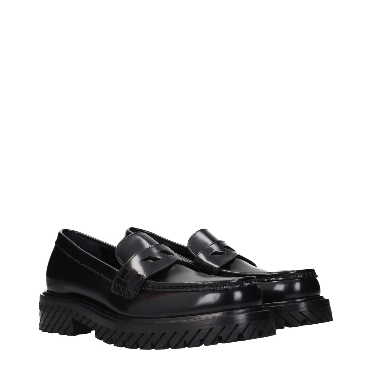 Black Leather Slip-On Loafers