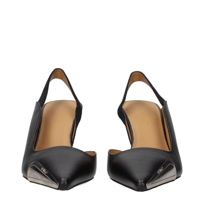 Black Leather High Heel Pumps