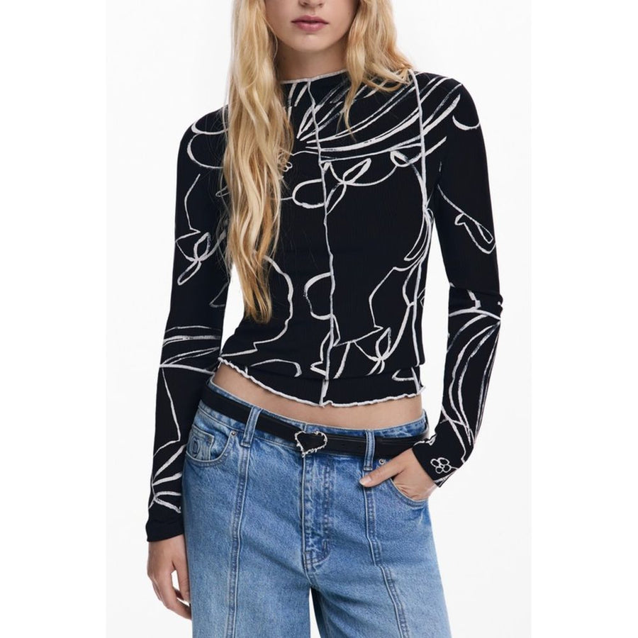 Black Elastane Women T-Shirt