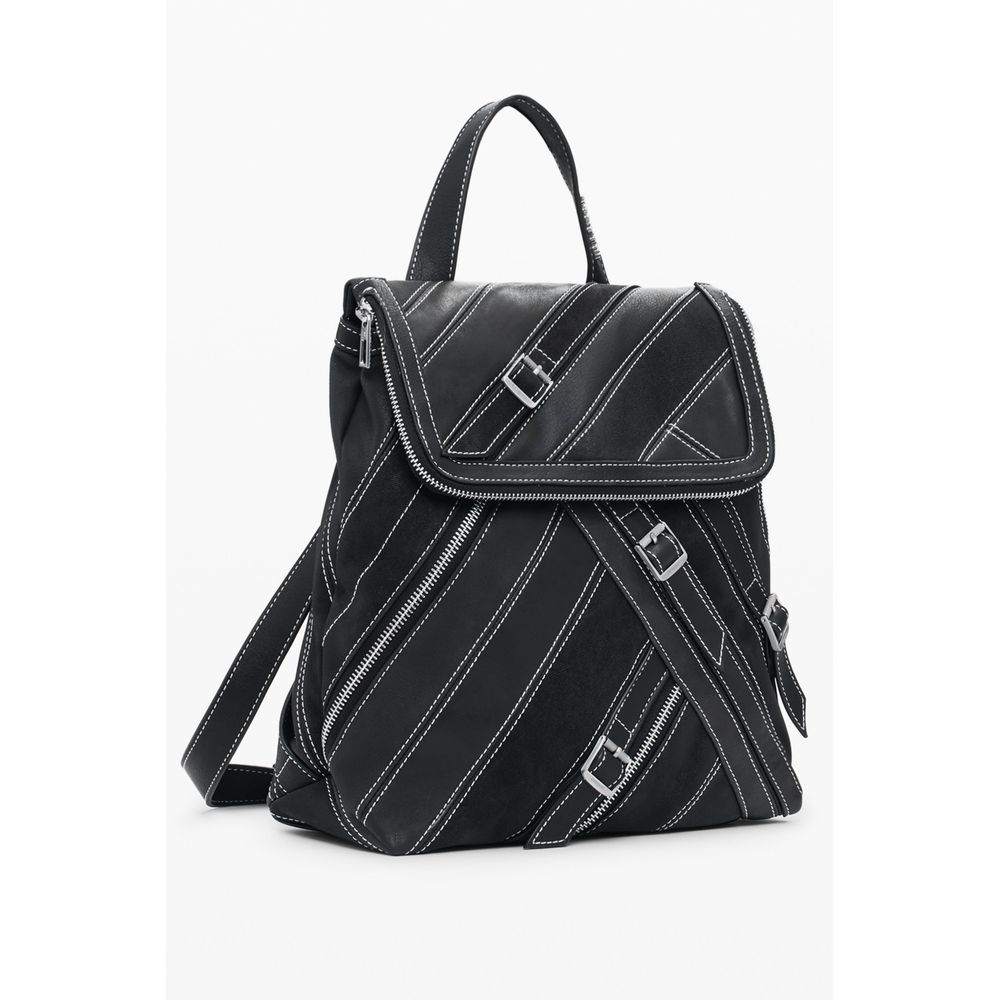 Black Polyethylene Women Backpack