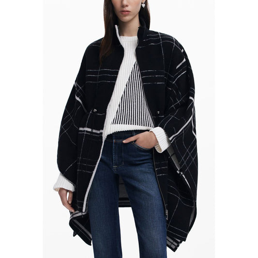 Black Wool Women Poncho