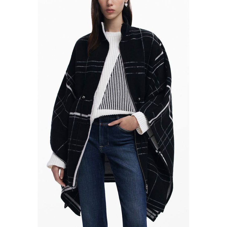 Black Wool Women Poncho