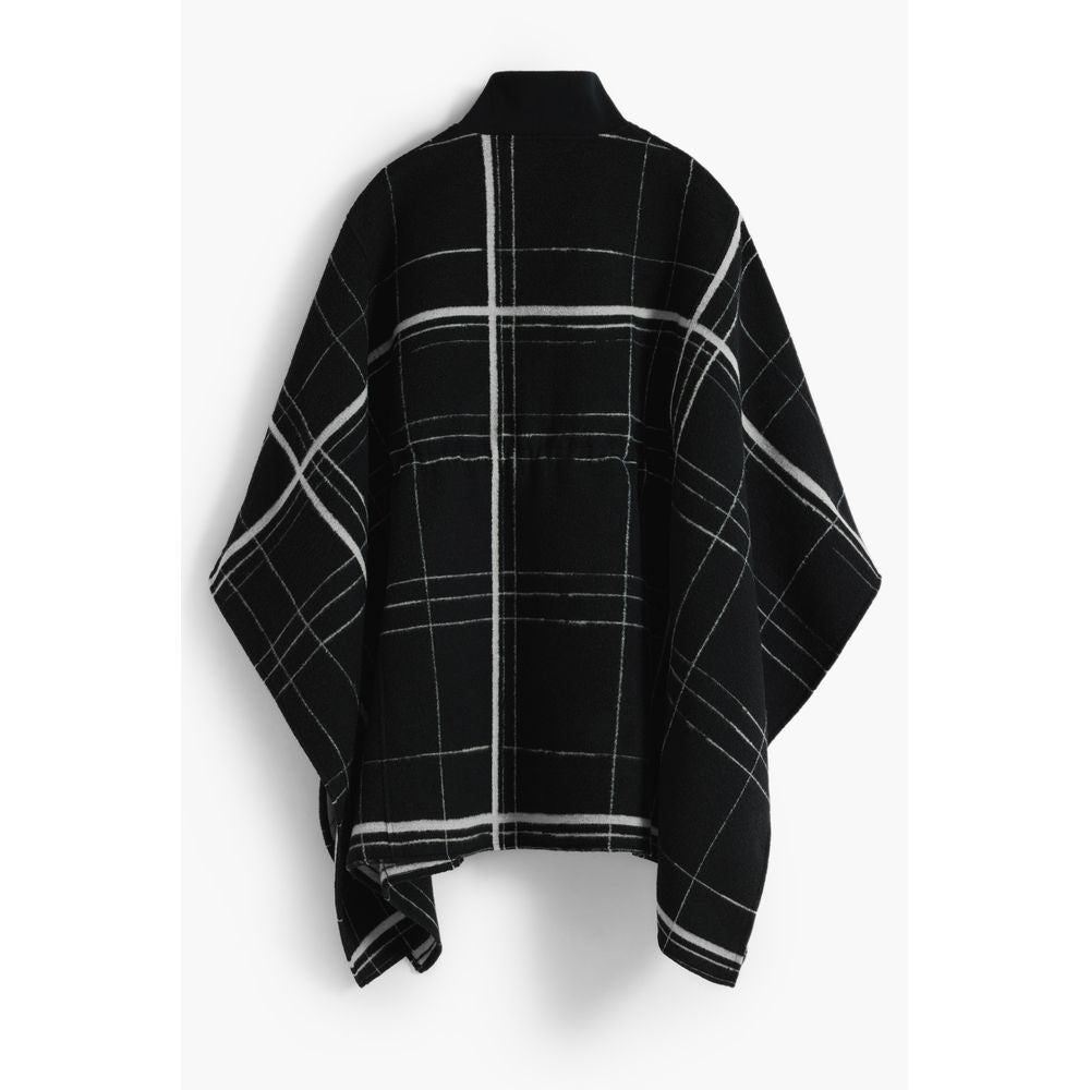 Black Wool Women Poncho