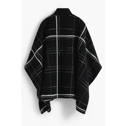 Black Wool Women Poncho