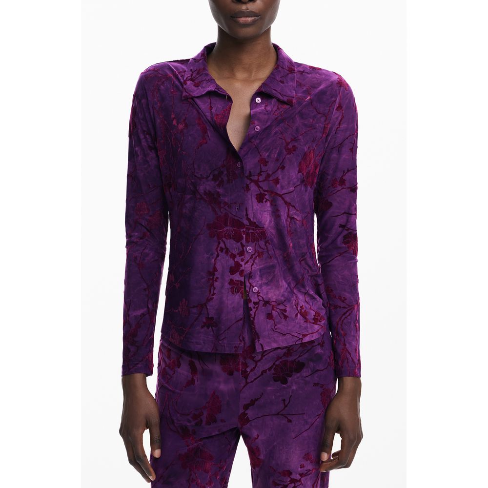 Purple Polyester Women Shirt