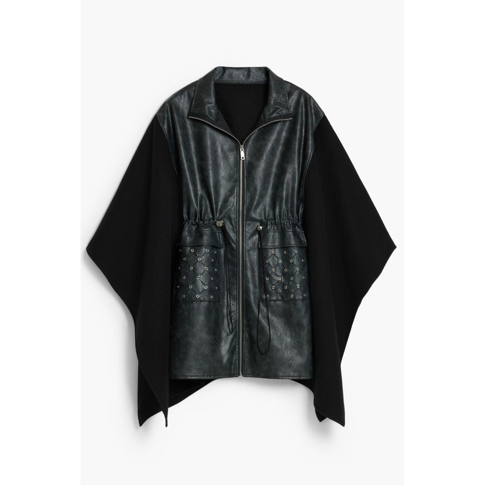 Black Polyester Women Poncho