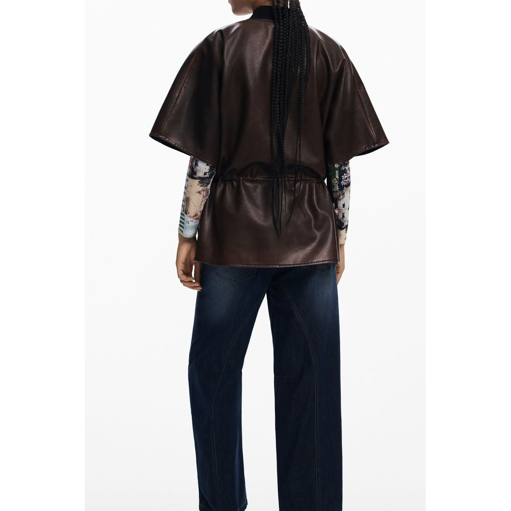 Brown Polyethylene Women Poncho