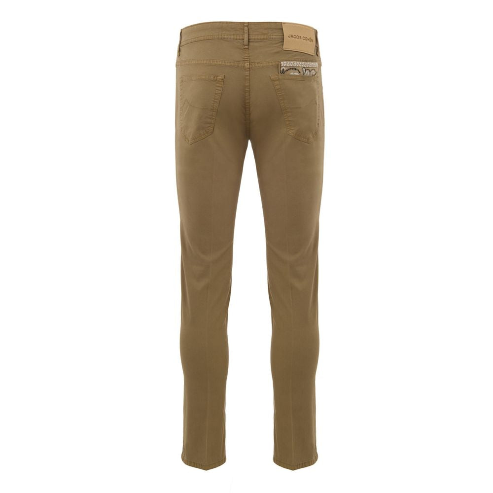 Beige Cotton Skinny Pants