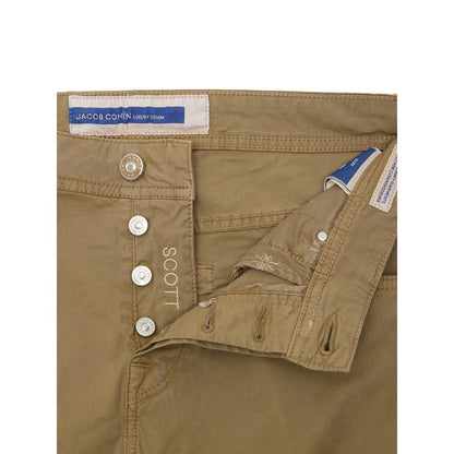 Beige Cotton Skinny Pants